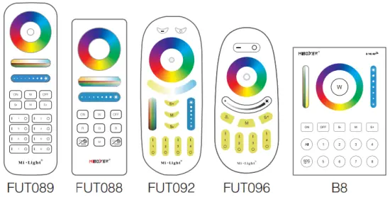 Compatible with following remote controls