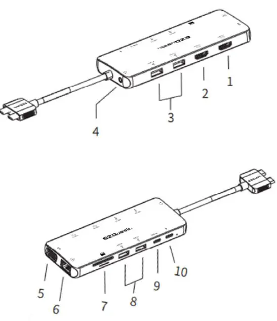 EZQuest X40213 Ultimate USB-C Multimedia Hub Adaptor 13 Ports with Power Delivery Instruction Manual - Product Overview