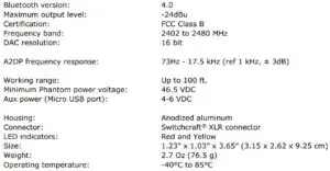 FIG 8 Specifications