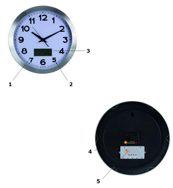 PEREL WC102 Aluminium LCD Wall Clock - fig