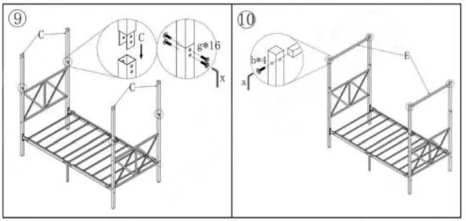 Masbekte-747E-Black-Twin-Metal-Canopy-Bed-Frame-with-X-Shaped-Frame-fig7