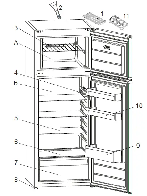 CANDY CDV1S514EWHE Fridge Freezer fig (1)