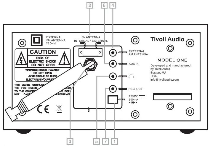 Tivoli Audio 582M1BLK Model One AM FM Analog Mono Table Radio - Rear panel2