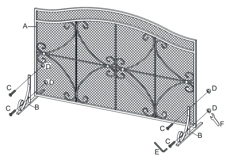FUFU-GAGA-TDJW-EBKF170010-Solid-Wrought-Iron-Frame-with-Metal-Mesh-Decorative-Scroll-Design-Free-Standing-Spark-Guard-Fireplace-fig-3