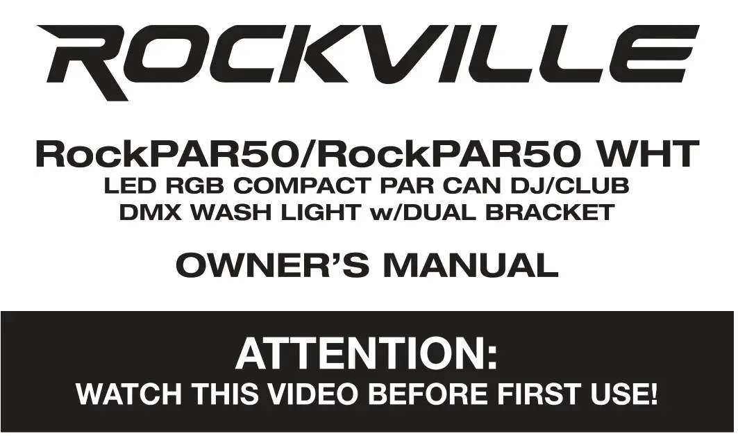 ROCKVILLE RockPAR50 LED RGB Compact Par Owner's Manual