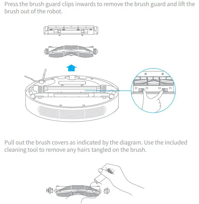 xiaomi Dreame D9 Robot Vacuum Cleaner User Manual - Clean the Main Brush