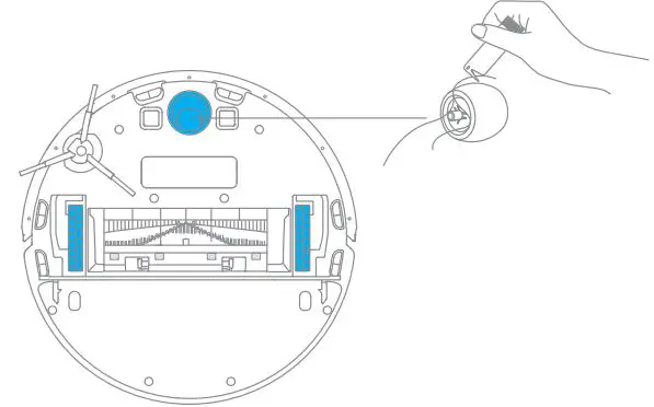 xiaomi Dreame D9 Robot Vacuum Cleaner User Manual - Clean the Main Wheel