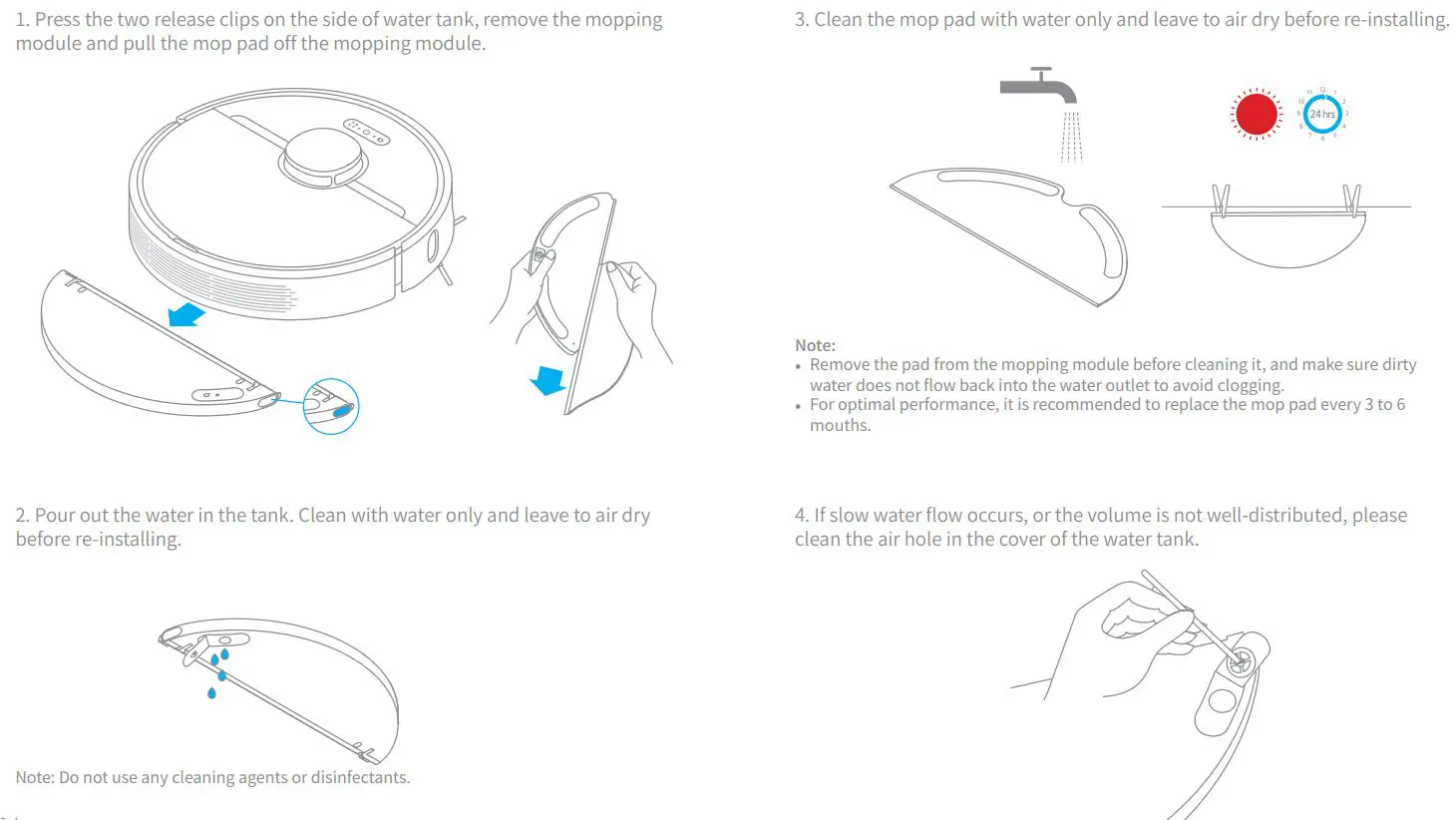 xiaomi Dreame D9 Robot Vacuum Cleaner User Manual - Clean the Mopping Module