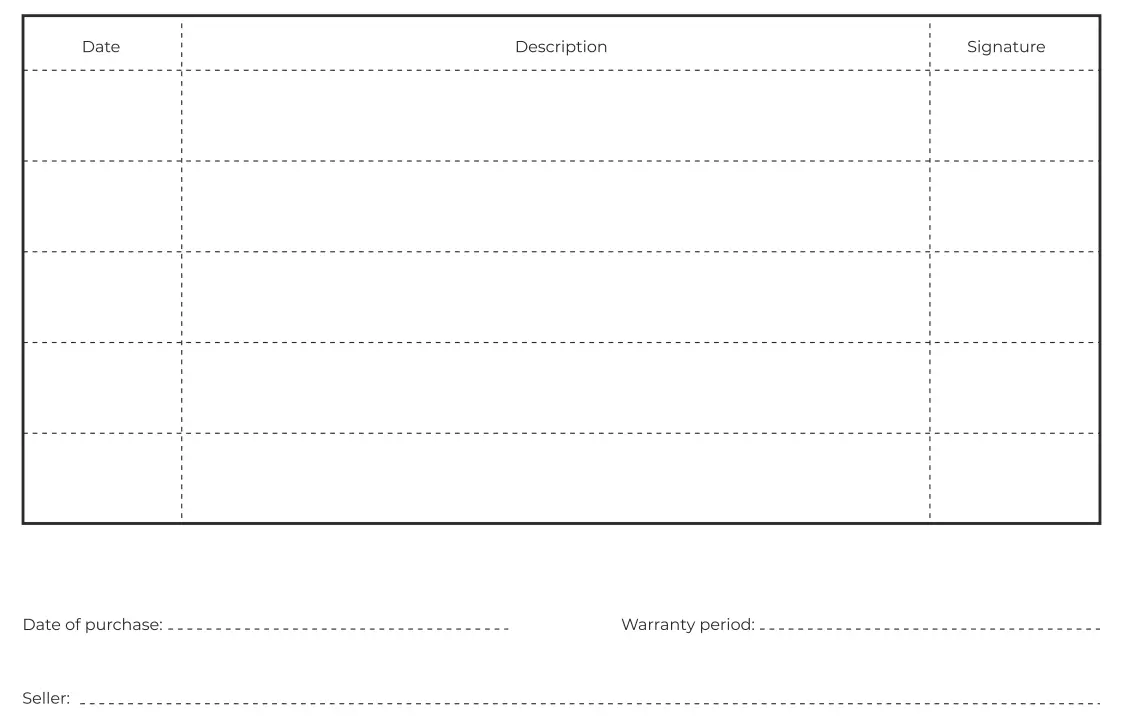 SERVICE AND MAINTENANCE RECORD