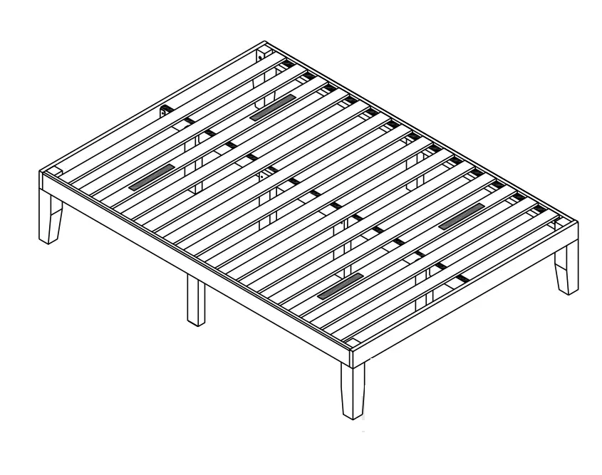 Wydmire HW63259 14 Inch Full Size Wood Platform Bed Frame with Wood Slat Support