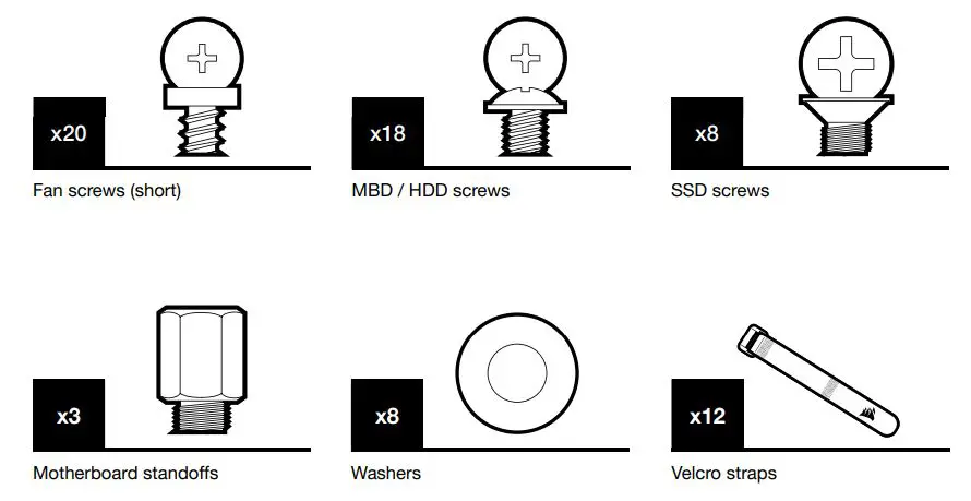 CORSAIR iCUE 5000X RGB User Guide - ACCESSORY KIT CONTENTS