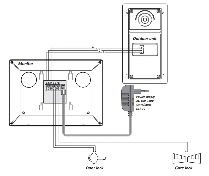 ELRO DV477W Video Door Intercom 7 inch Color Screen - Adding