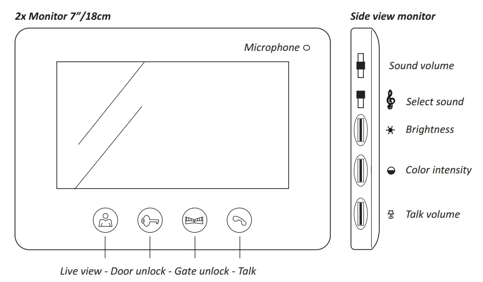 ELRO DV477W Video Door Intercom 7 inch Color Screen - overview2