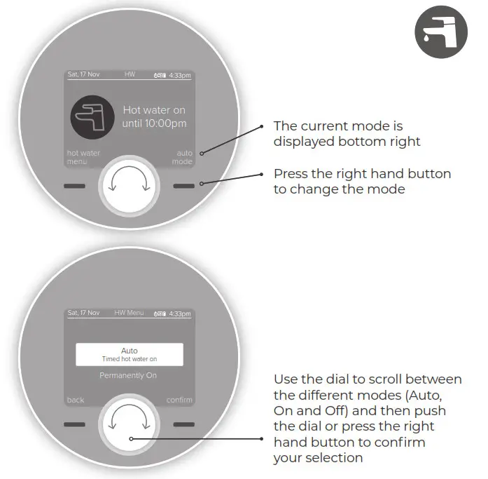 ideal HEATING Halo Combi Wi-Fi Wireless Boiler Thermostat- MODE SELECTION 1