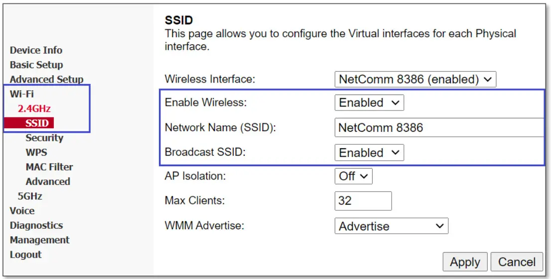 NetComm NF20 Wireless Security - Basic