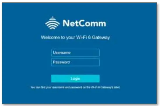NetComm NF20 Wireless Security - press Login