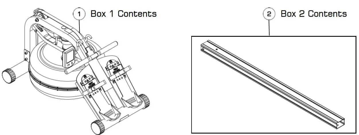 Fluid Rower Box Contents 1