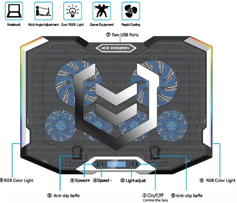 ICE COOREL K9 Gaming Laptop Cooling FIG1