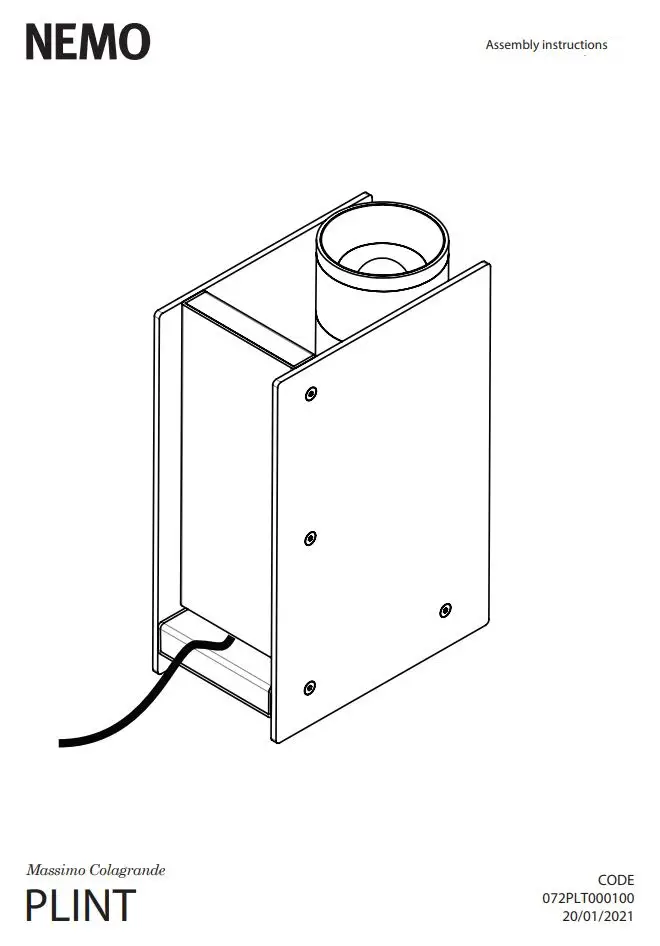 NEMO 072PLT000100 Massimo Colagrande Plint Lightning Instruction Manual