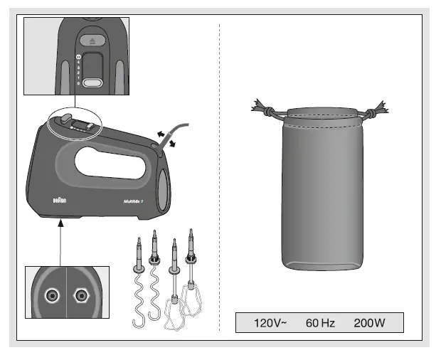 BRAUN HM1010BK MultiMix 1 Hand Mixer 1