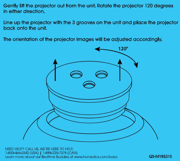 HoMEDiCS MYBS315 SoundSpa Lullaby Sound Machine Instructions - Changing the projector images