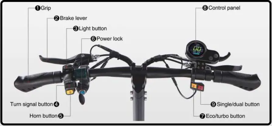NANROBOT Lightning 8 Inch Wide Wheel RoadRunner Scooters - Handlebar COntrols