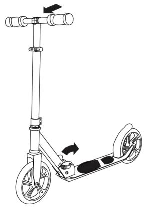 RENEGADE Lightweight and Foldable Kick Scooter User Manual - To fold the scooter push the handlebars