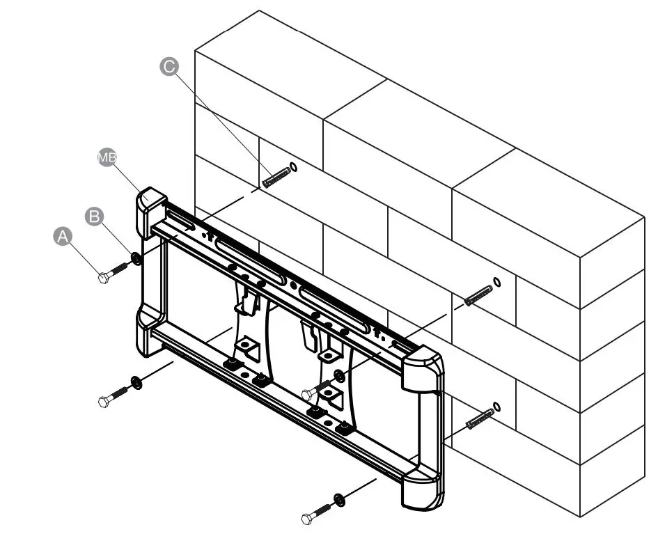 amazonbasics Longer Extension Dual Arm Full Motion TV Mount User Manual - Assembly in wall