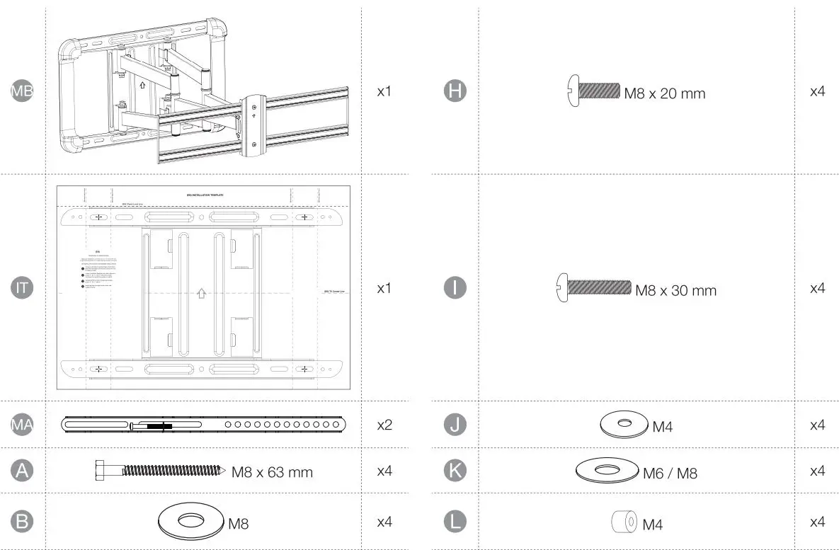 amazonbasics Longer Extension Dual Arm Full Motion TV Mount User Manual - Contents