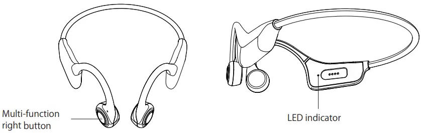 BEARTAIN H16 Bone Conduction Wireless Headphones - button