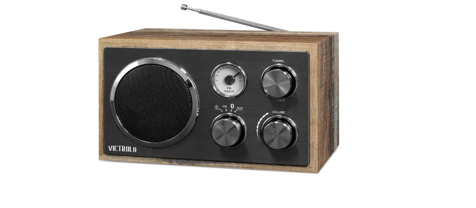 Victrola Wooden Desktop Fm Radio With Bluetooth, Farmhouse-complete Features/instruction Guide