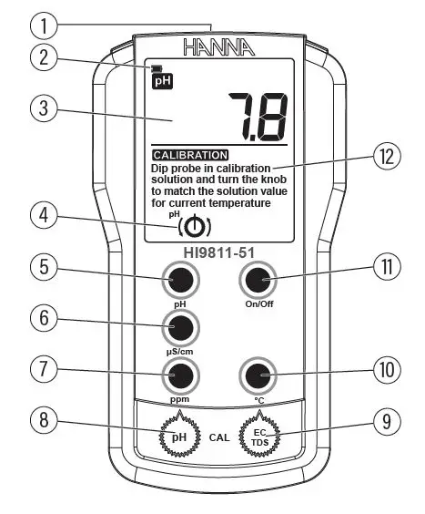 HANNA-instruments-HI9811-51 Portable-pH-E--TDS-Temperature-Meter-fig-1