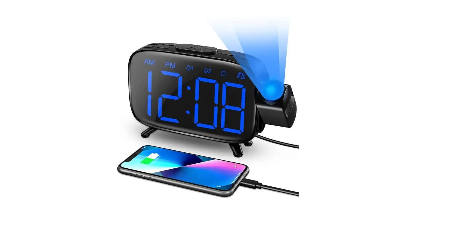 Akkigl Projection Alarm Clock Radio, Digital Alarm Clocks For Bedrooms With Usb Charger-user Instructions