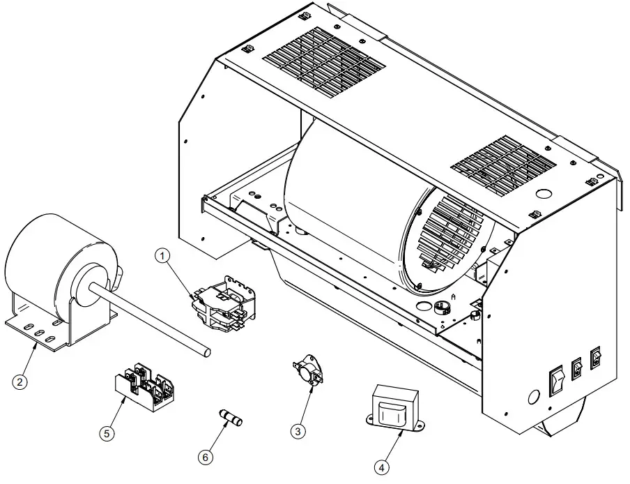 STELPRO ASDC Series ASDC0553CTSW Commercial Air Curtain - COMPONENT LIST
