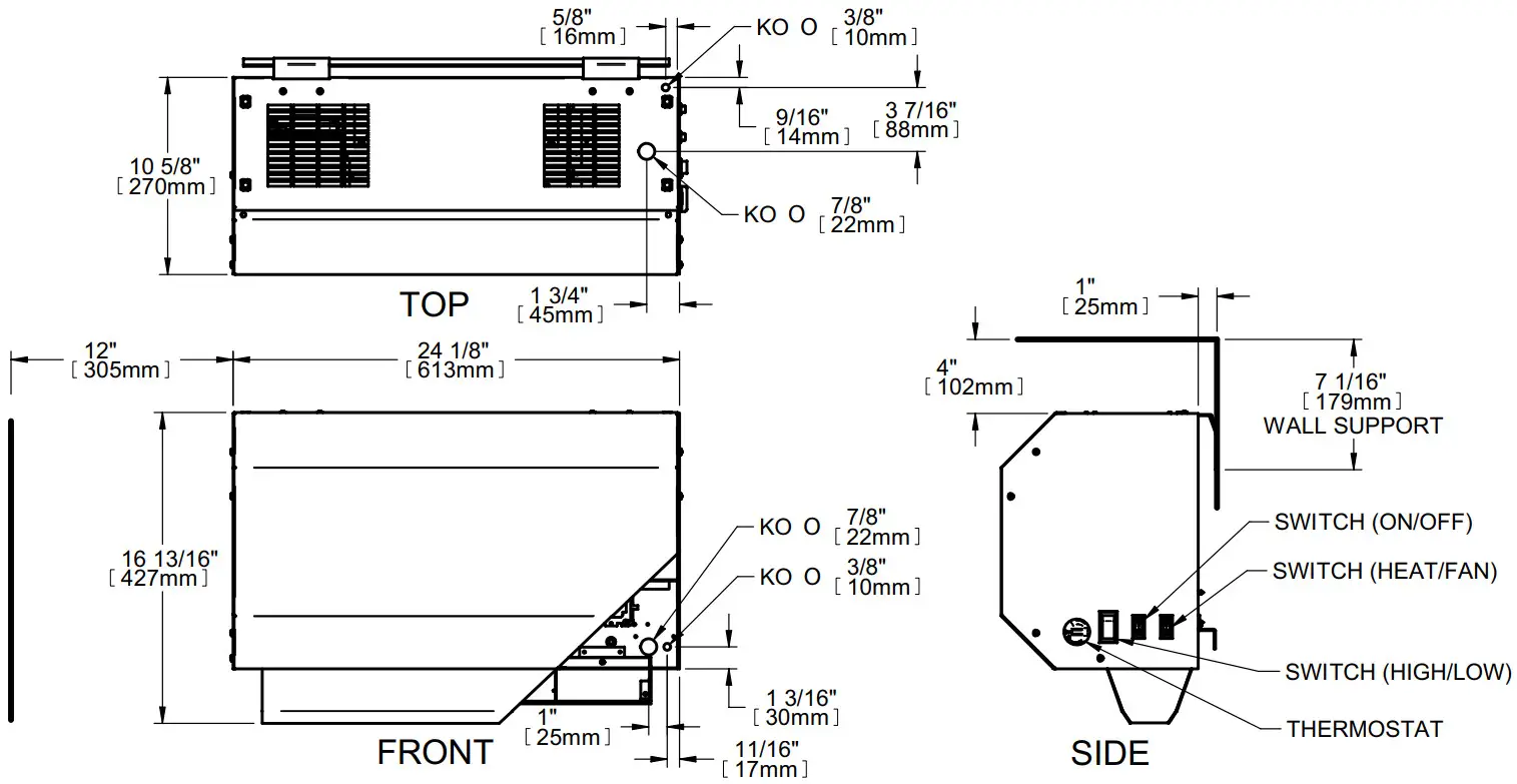 STELPRO ASDC Series ASDC0553CTSW Commercial Air Curtain - TECHNICAL DRAWINGS