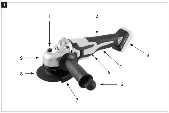 MEEC TOOLS 012585 Cordless Angle Grinder - fig1