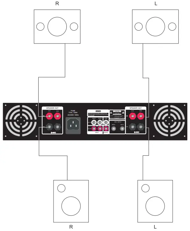 TAKSTAR EKA 415 4 Channel Integrated Amplifier - Wiring Diagram