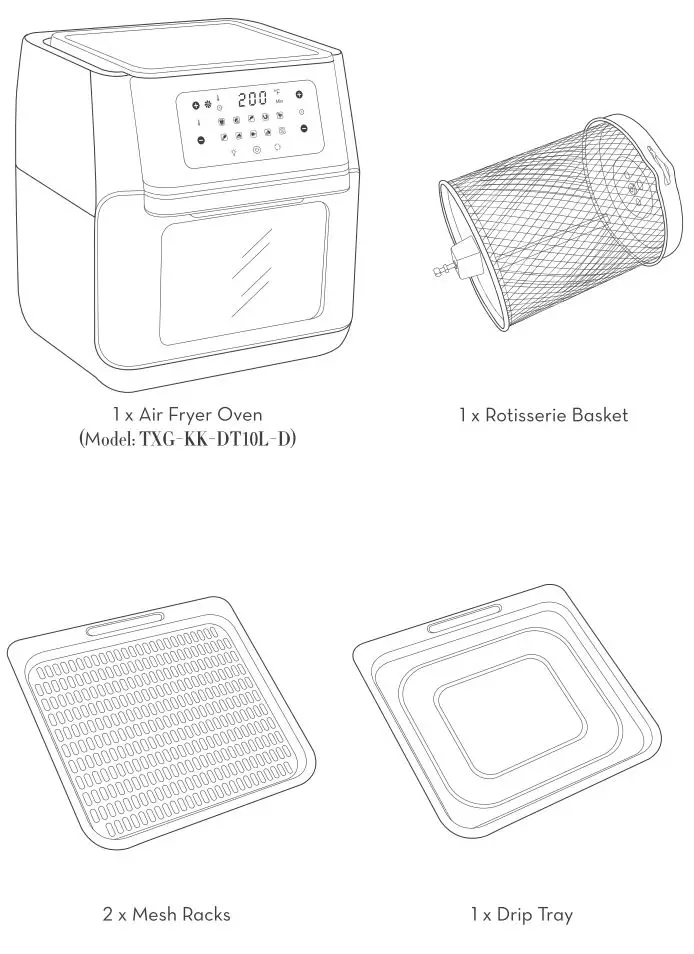 Crownful Air Fryer Oven User Manual - Package Contents