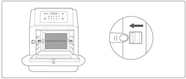 Crownful Air Fryer Oven User Manual - Release the Switch and lock the shaft into place