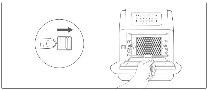 Crownful Air Fryer Oven User Manual - Use the removal tool to remove the basket to avoid scalding