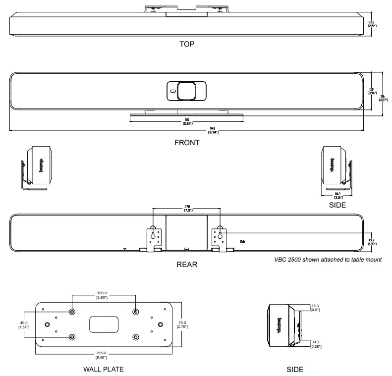 biamp VBC 2500 Audio Conferencing Bars - Fig 6