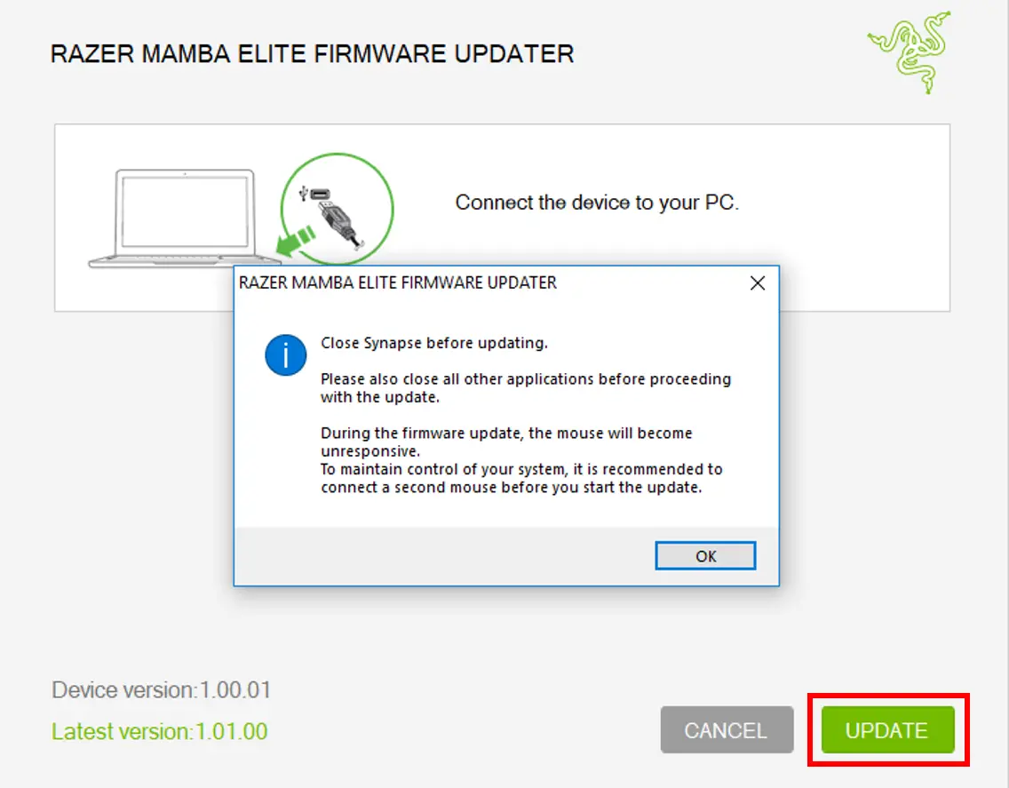 Razer Mamba Elite Firmware Updater