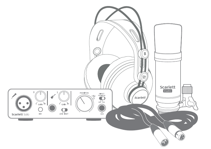 Focusrite AMS-SOLO-STUDIO-2ND-GEN Scarlett Solo Studio 2nd Gen USB Audio Interface and Recording Bundle with Professional Tools image