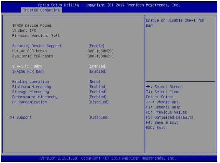 SUPERMICR AOM TPM 9670V Trust Platform Module Vertical - Enabling the TPM in the BIOS 2