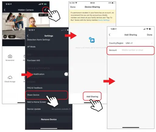 Brookstone BKWIFICAMWL1 WiFi Hidden Security Camera - Sharing the Device