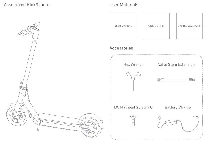 Ninebot Kick Scooter - Packing List