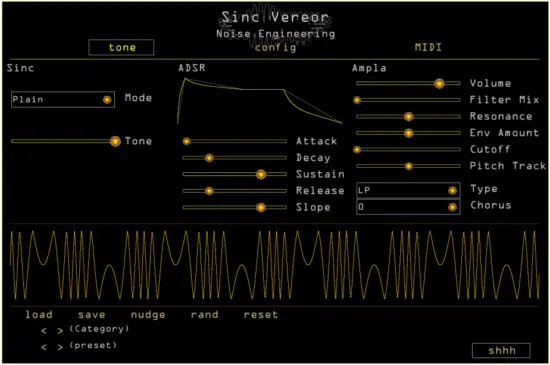 Noise Engineering Sinc Vereor Intuitive Yet Powerful Synthesizer - Tone page