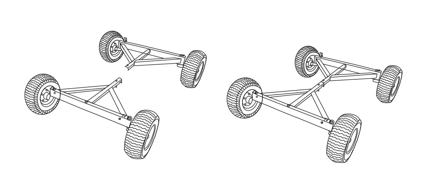 FIELD TUFF 220 LBS Utility Wagon with High Speed Hub - Position both Front Axle Assembly