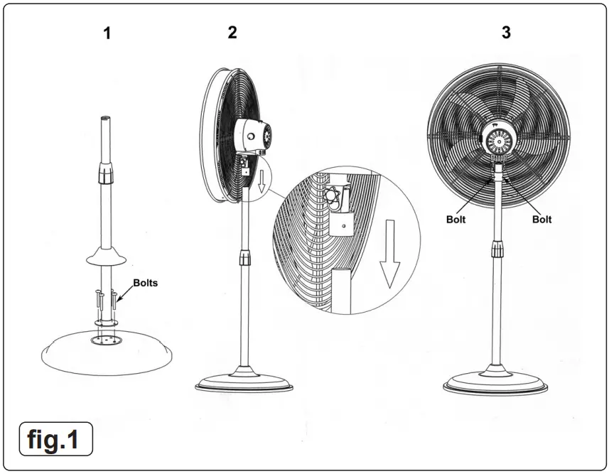 SEALEY HVF20PO 20 Inch Industrial High Velocity Oscillating Pedestal Fan - fig 1