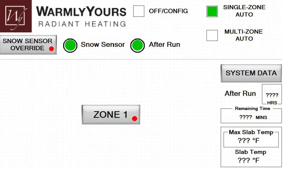 WarmlyYours SC-MZ-TOUCH ZoneBraker Touchscreen Multi-Zone Snow Melting Controller User Manual - SNOW SENSOR OVERRIDE